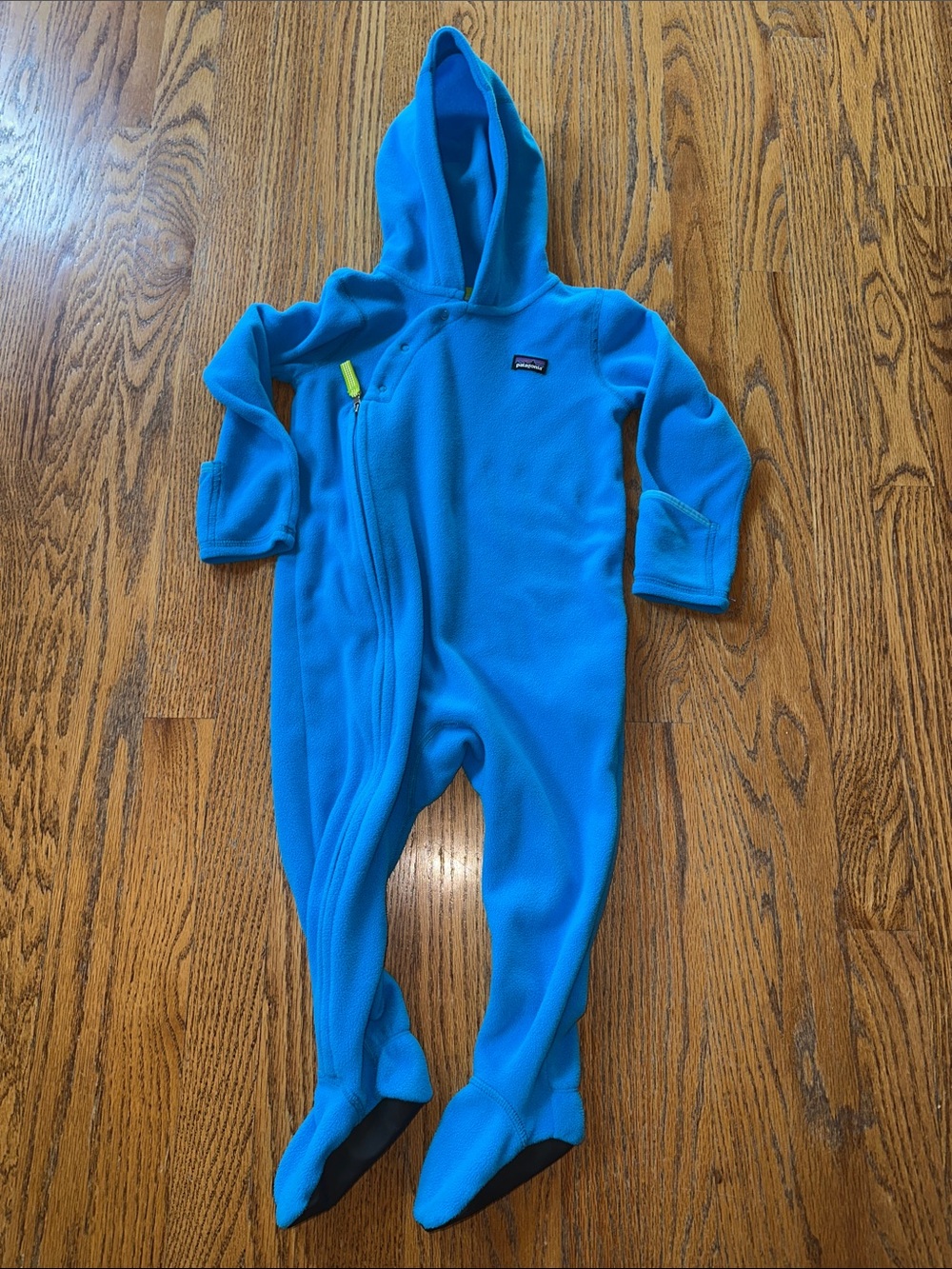 Patagonia Bright Blue Fleece Hooded bunting - 18-24mo
